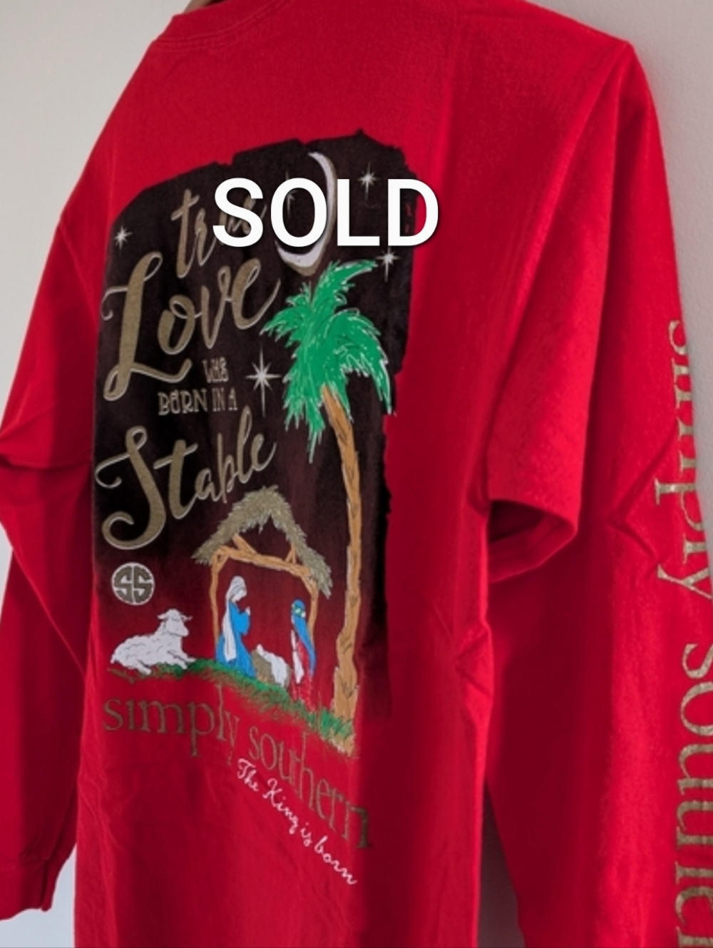 NEW Simply Southern True Love Heart of Christmas Nativity Manger Shirt WOMEN M